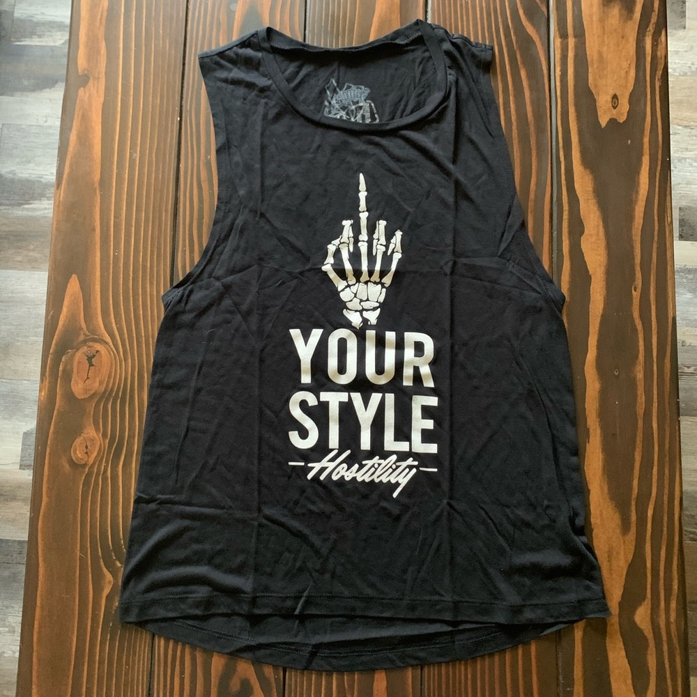 Woman’s Hostility Clothing Muscle Tank.